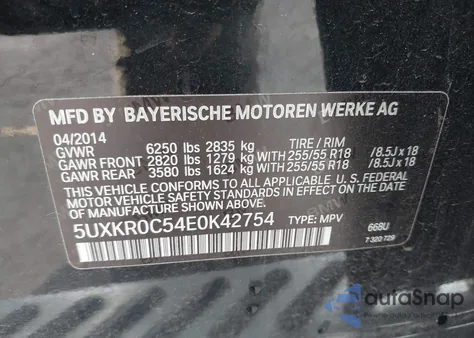 2014 BMW X5 xDrive35I из США, поврежденный, VIN 5UXKR0C54E0K42754